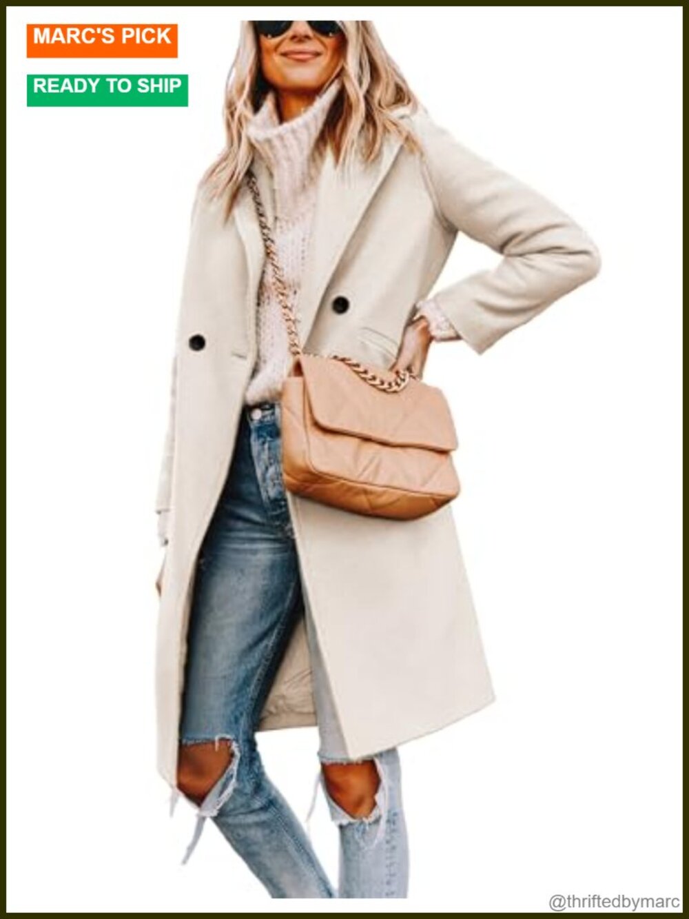 Wool Blend Pea Coat Double-Breasted Notch Lapel Long Sleeve Knee Length Coats